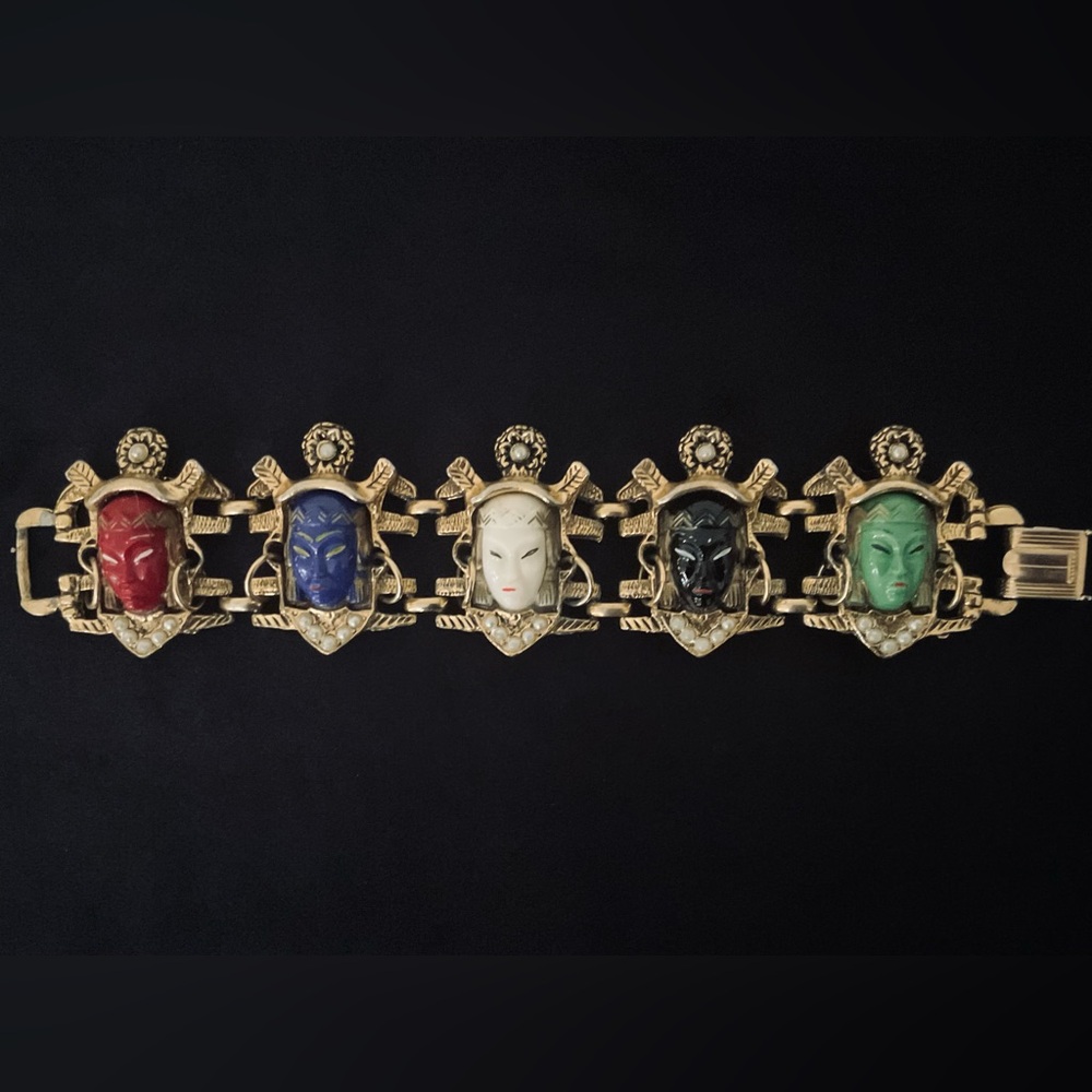 RARE SELRO SELINI “Noh Mask/ Asian Princess” Multi-colored Palette Bracelet